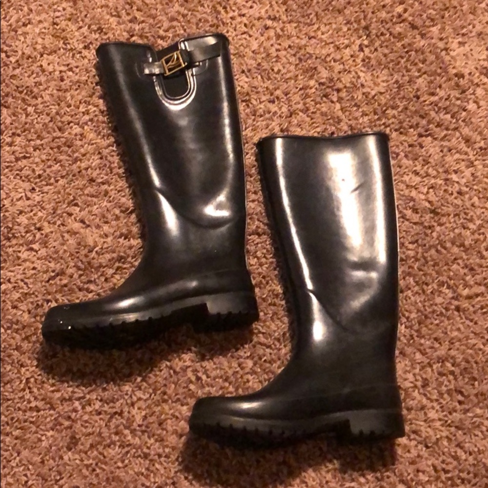 Sperry black rain boots